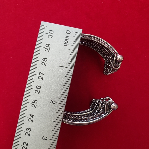 Black Silver Metal Multi Strand Cuff Statement Bracelet - Picture 6 of 7